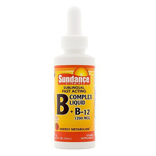 Sundance Vitamins B Complex Plus B-12 1200 mcg Energy Metabolism Fast Acting Liquid, 2 oz